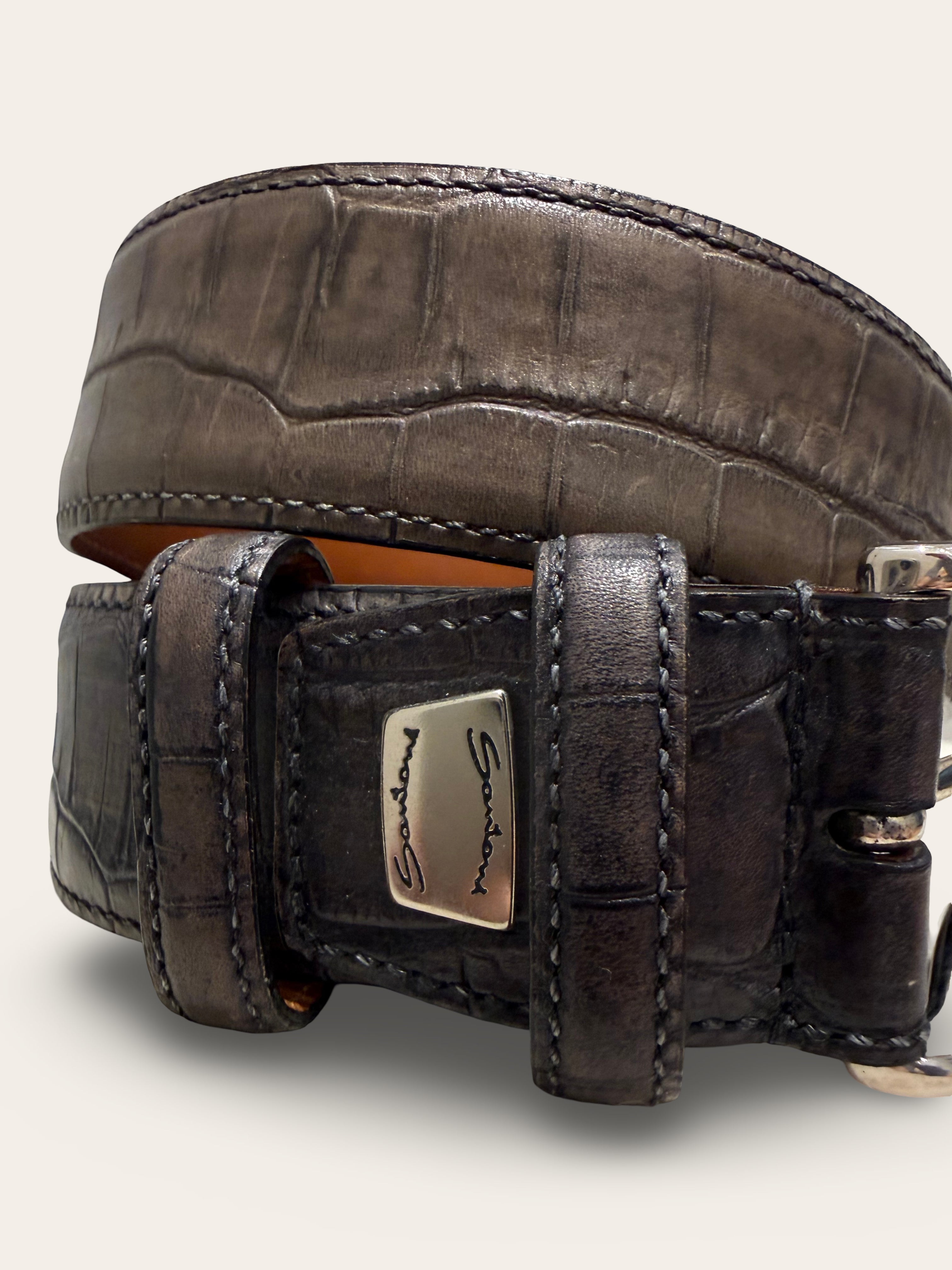 Santoni Croco Leather Belt | Very Good Condition | 105cm