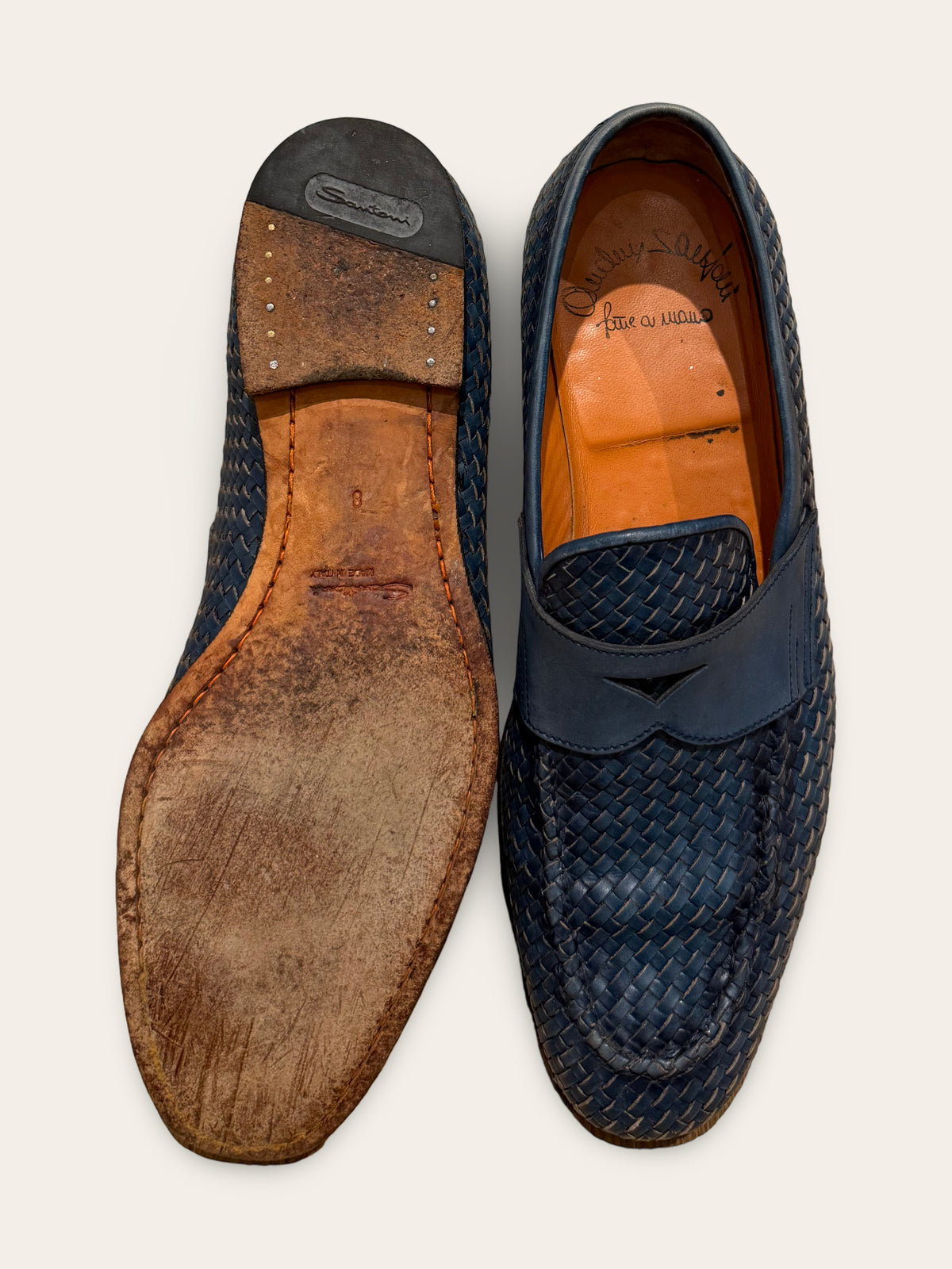 Santoni Woven Penny Loafers | Very Good Condition | UK 8 / EU 43